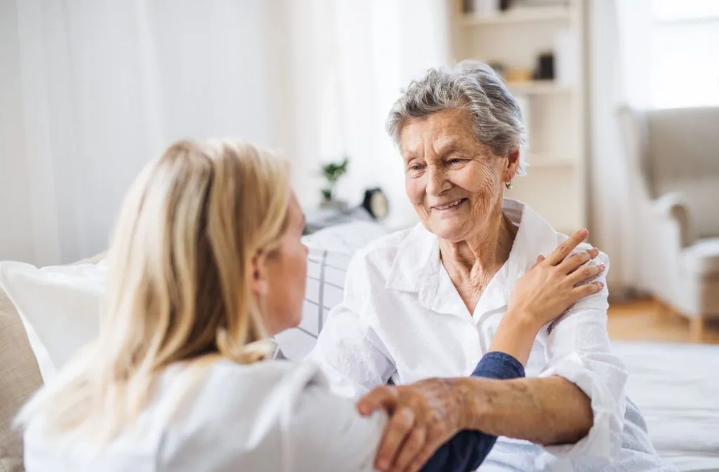Healthcare workers providing care and comfort